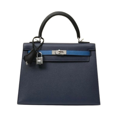 Hermès Kelly25 Sellier Blue Saphir/Black/Blue france Epsom&Palladium hardware