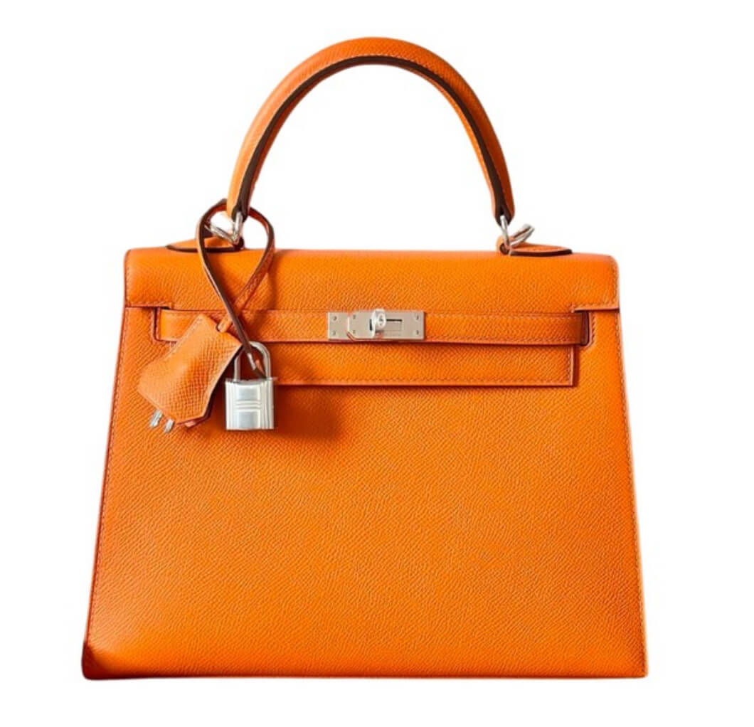 Hermès Kelly28 Sellier Orange Leather Epsom&Palladium Hardware