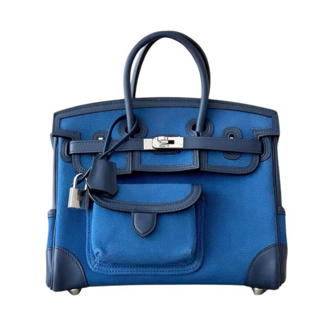 Hermès Cargo Birkin25 Blue Egee Toile Goeland / Navy Swift&Palladium Hardware