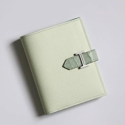 Hermès Bearn Compact Wallet Vert Fizz Alligator Menthe Epsom&Palladium Hardware