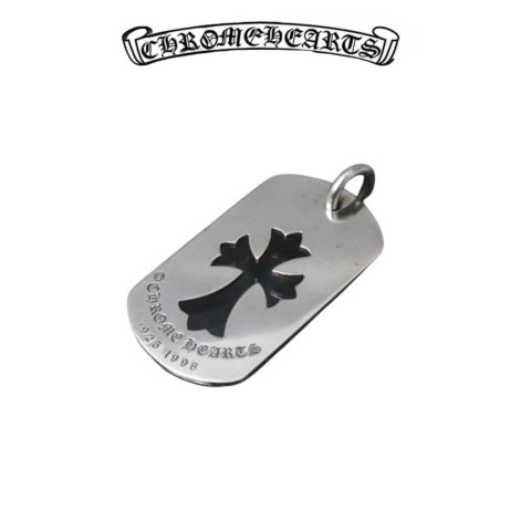 Chrome Hearts Silvery Dog Tag Cross Silver Pendant Silvery (16.9g)