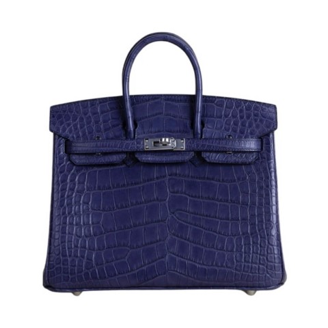 Hermès Birkin25 Bleu Aztec Mate Aligátor&Palladium Hardware