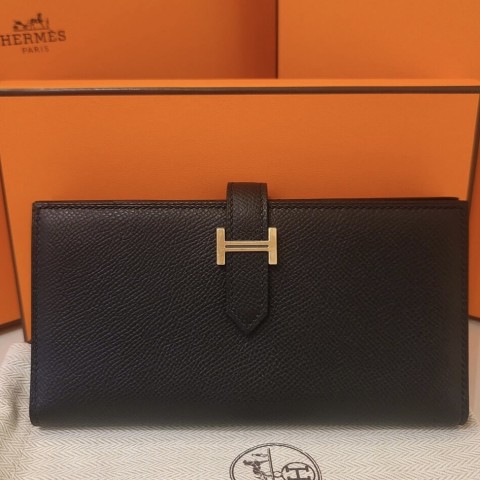 Hermès Bearn Wallet Epsom& gold Hardware Noir