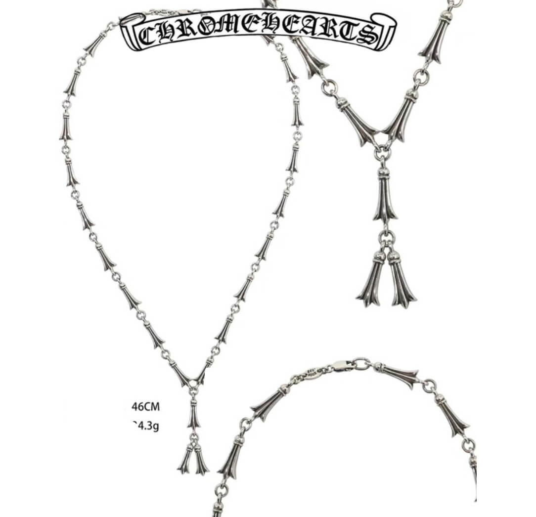 Chrome Hearts Silver Chrome Hearts Mini Crosstail Link Necklace (46cm),(34,3g)