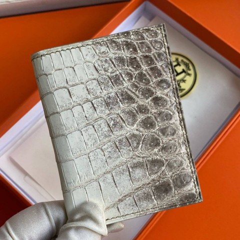 Hermès MC² Euclide Card Holder in Himalaya Niloticus Crocodile Skin