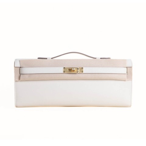 Hermès Kelly Cut Swift Craie &Gold Hardware