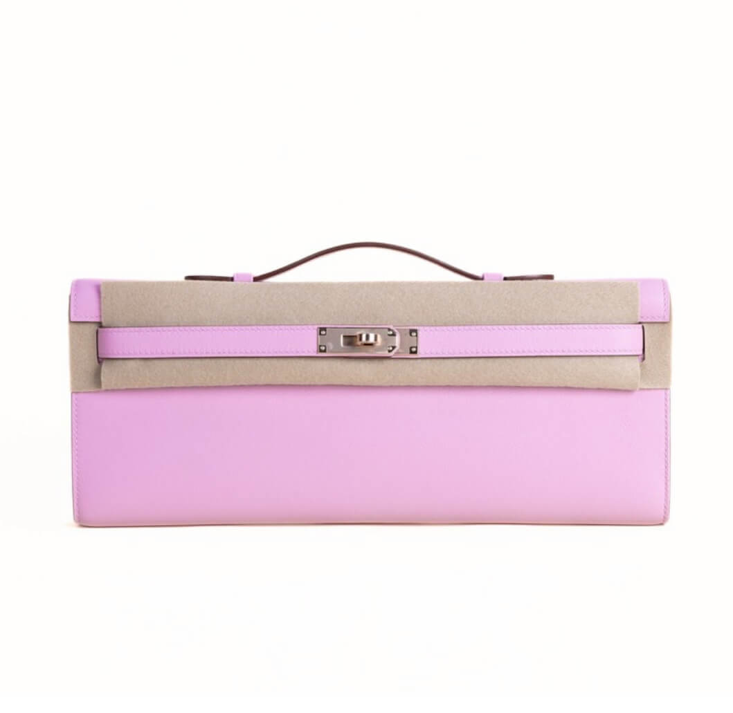 .Hermès Kelly Cut  Mauve Sylvestre Swift&Rose.Gold Hardware