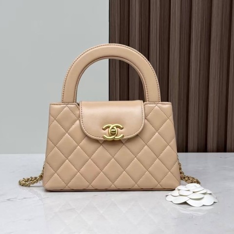 CHANEL 25C Kelly Style Bag – Milk Tea Color with Antique Gold Chain (19cm)