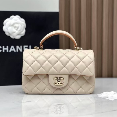 CHANEL 23P CF Dami Mini Handle Bag – Milk Tea Beige (20cm)