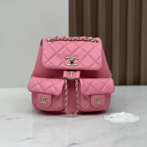 CHANEL 23A Mini Duma Backpack – Glossy Black Calfskin (18cm)