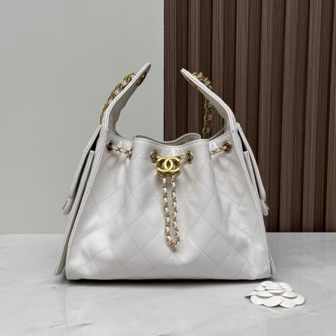 CHANEL 25C Small Hobo Bag – White “25Bag” Leather (30x26x14cm)
