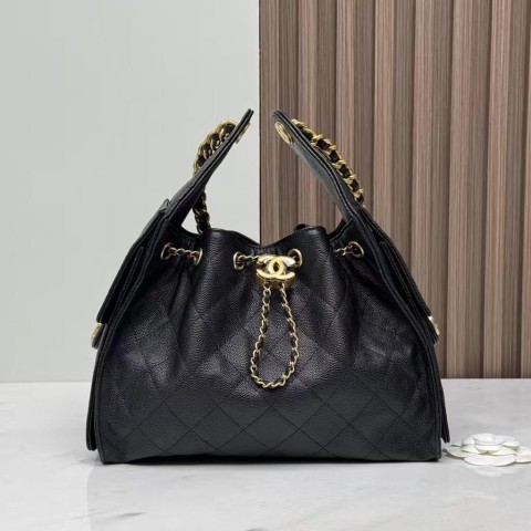 CHANEL 25C Small Hobo Bag – Black Grained Calfskin “25Bag” with Gold Hardware (30x26x14cm)