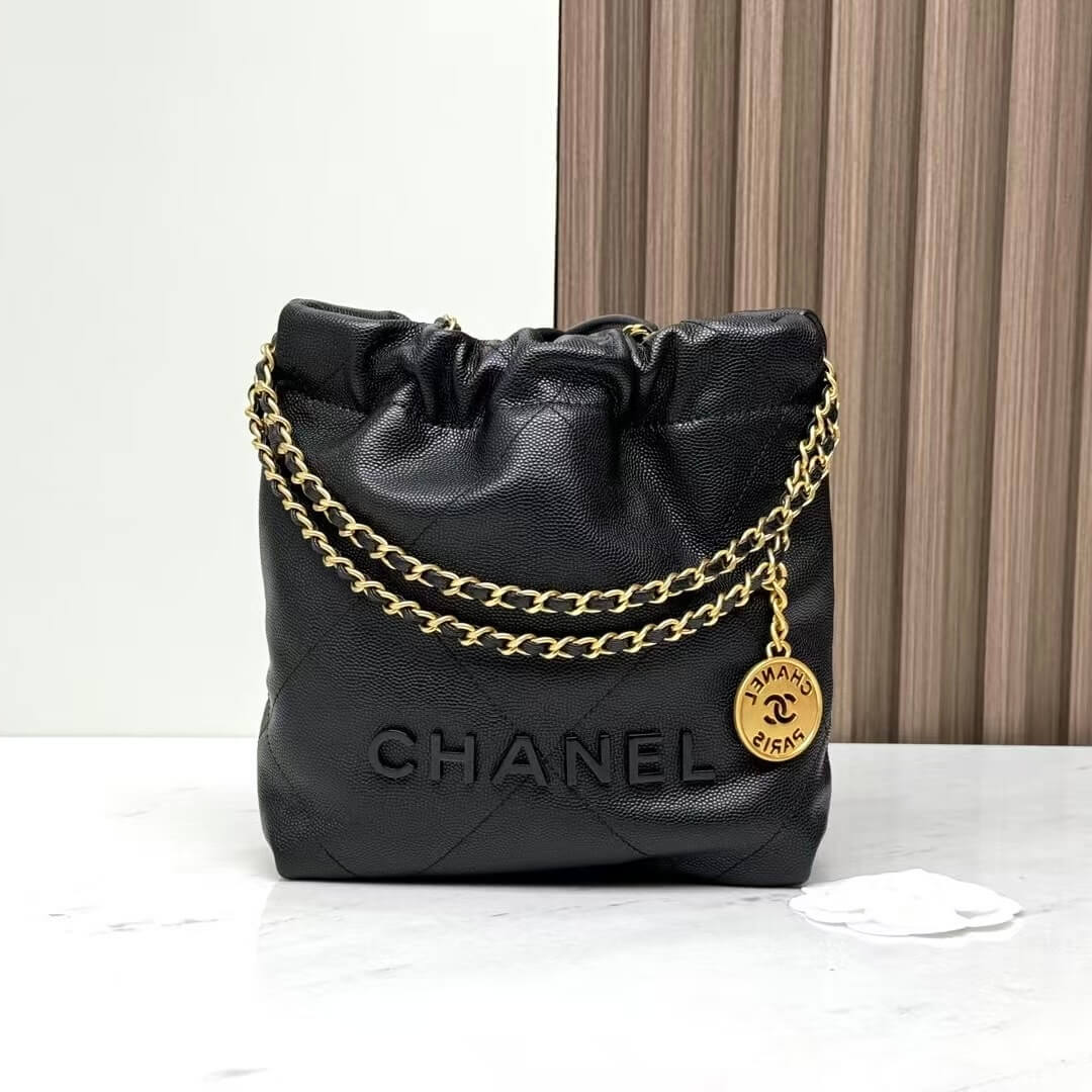 CHANEL 23K Mini 22 Bag – All Black (20x19x6cm)