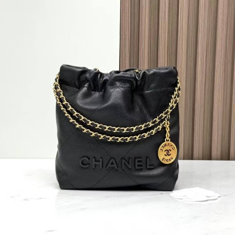 CHANEL 23K Mini 22 Bag – All Black (20x19x6cm)