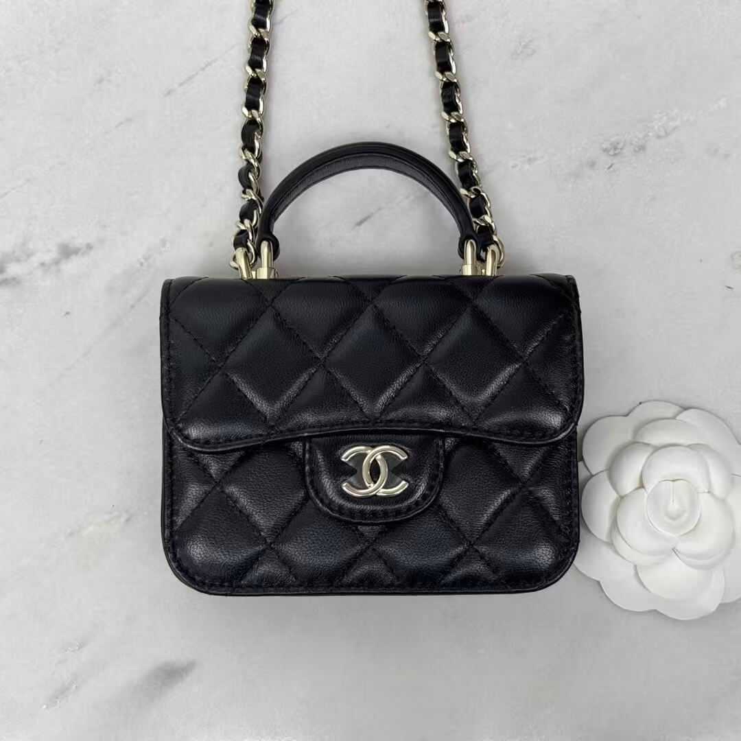 CHANEL 22S Mini Chain Flap Bag – Black with Light Gold (12cm)
