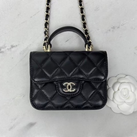 CHANEL 22S Mini Chain Flap Bag – Black with Light Gold (12cm)