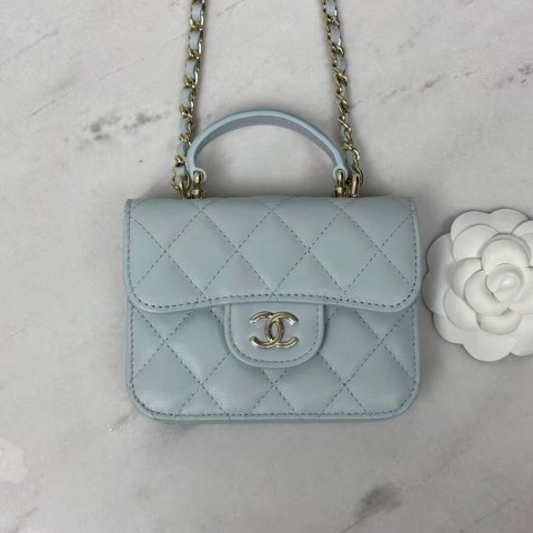 CHANEL 22S Mini Chain Flap Bag –  Light Blue(12cm)