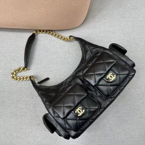 CHANEL New Hippie Hobo Bag – Original Denim with Chain Strap and Gold Hardware