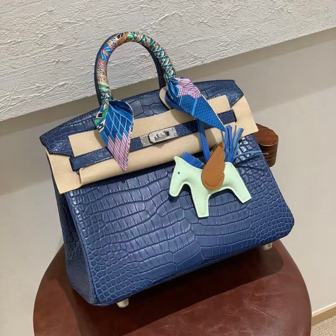 Hermès Birkin 25 Bleu Nuit Shiny Alligator Bag