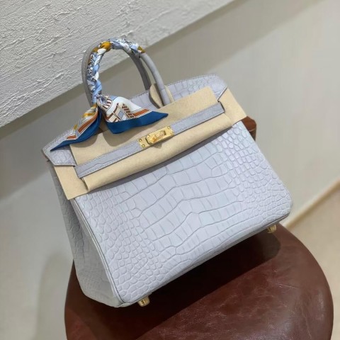 Hermès Birkin 25 Blue Lin Crocodile Bag
