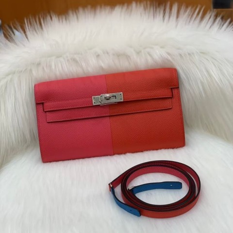Mini Kelly II Rose Jaipur and Orange Jaipur Bicolor Epsom Bag with Strap