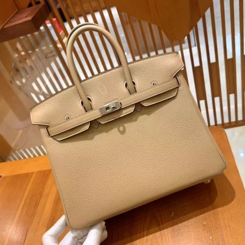 Hermès Birkin 25 Biscuit Togo with Palladium Hardware
