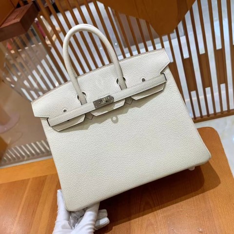 Hermès Birkin 25 Craie Togo with Palladium Hardware