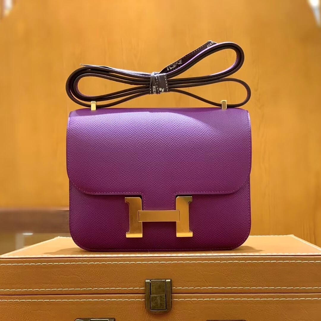 Hermès Constance 18 Anemone Epsom with Gold Hardware