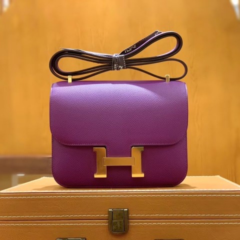 Hermès Constance 18 Anemone Epsom with Gold Hardware