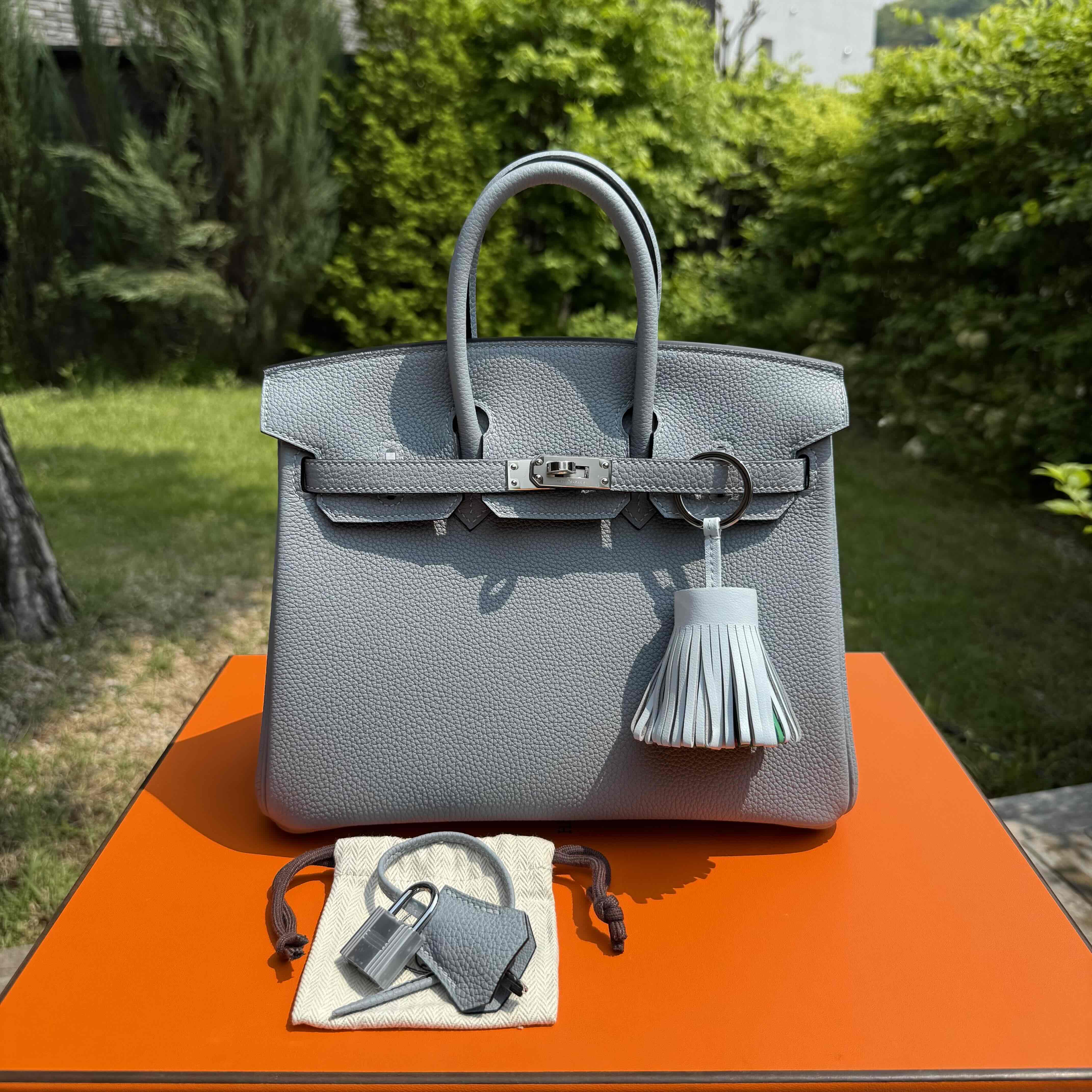 Hermes Birkin 25 Bleu Lin Togo with Palladium Hardware