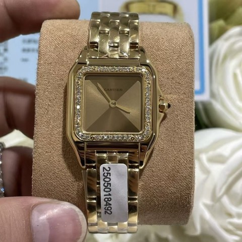 까르띠에18K 금도금 다이아몬드 스몰 스퀘어 시계 (27mm, 쿼츠)