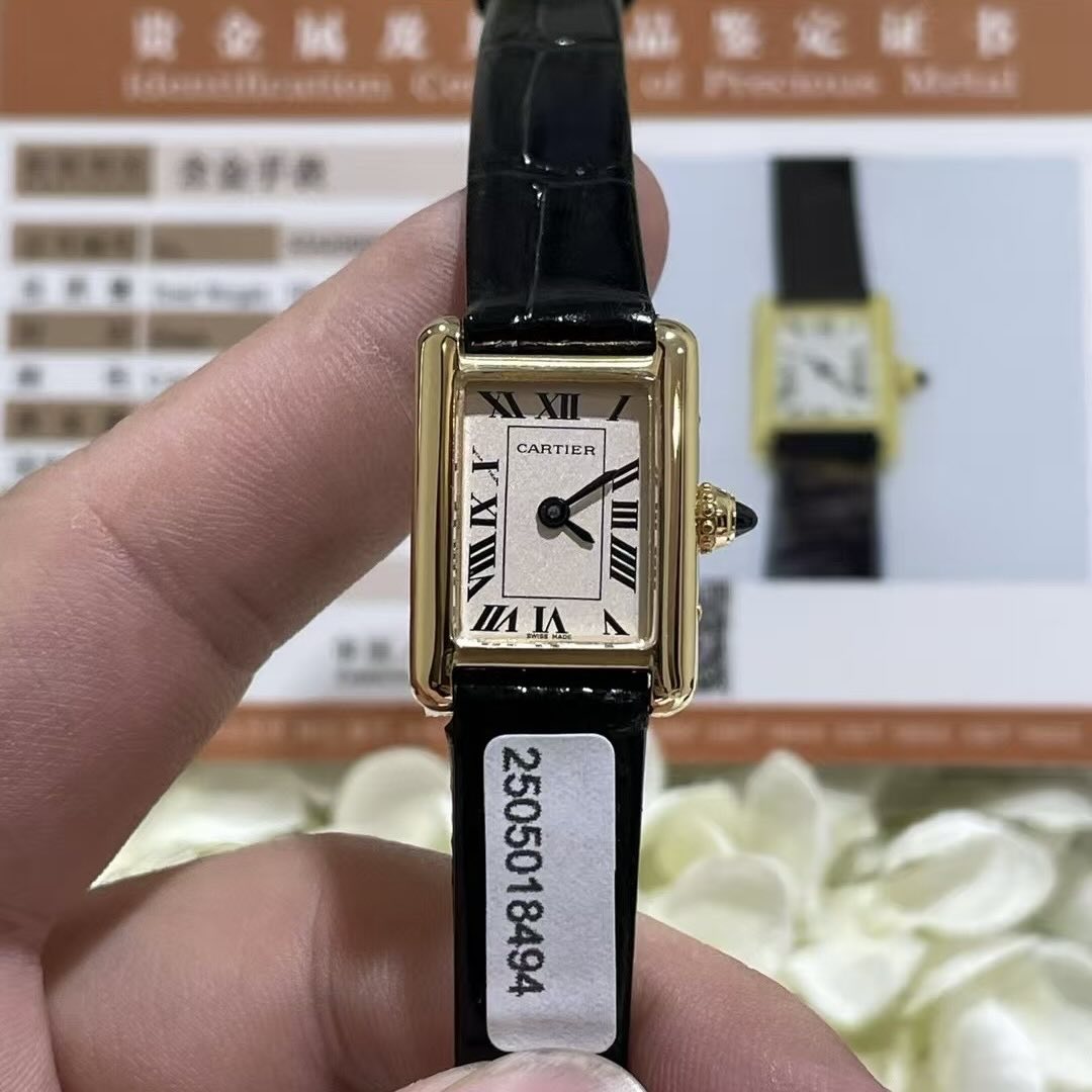 까르띠에 18K 금도금 탱크 시리즈 시계 (24mm, 쿼츠)