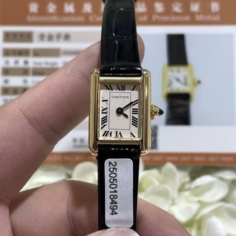까르띠에 18K 금도금 탱크 시리즈 시계 (24mm, 쿼츠)