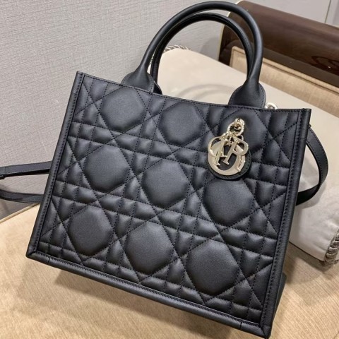 Dior Book Tote Bag – Black (Small Size 26.5×22×14 cm)