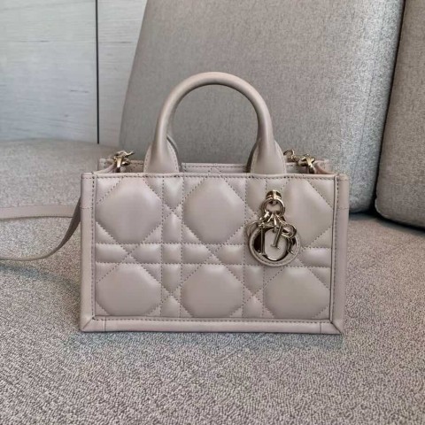 Dior Book Tote Bag – Beige Brown (Mini Size 21.5×13×7.5 cm)