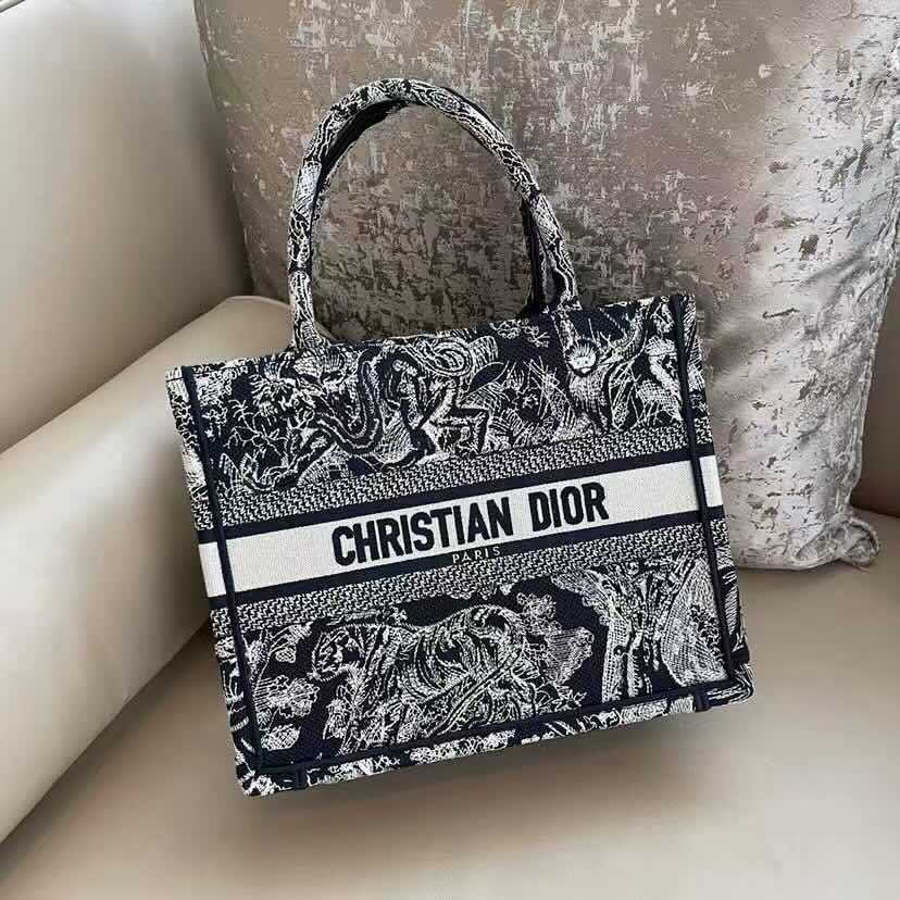 Dior Book Tote Bag – New Blue Tiger (Small Size 26.5×22×14 cm)
