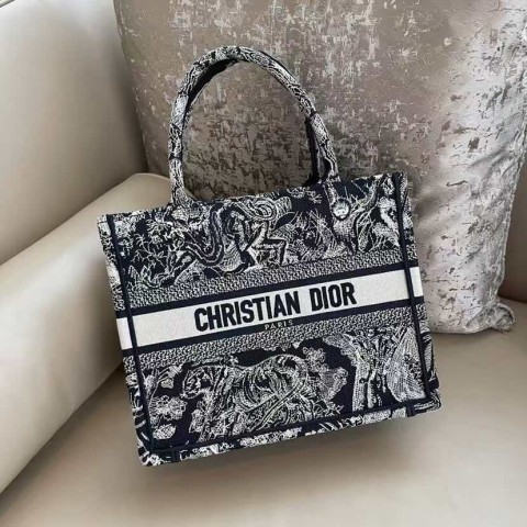 Dior Book Tote Bag – New Blue Tiger (Small Size 26.5×22×14 cm)