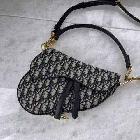 Dior Saddle Bag – Blue Oblique Fabric (Small Size 19.5 cm)