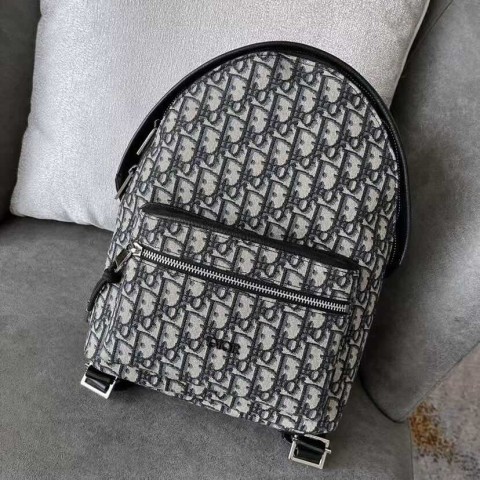 Dior Backpack – Blue Oblique Fabric (Small Size 26×37×15 cm)