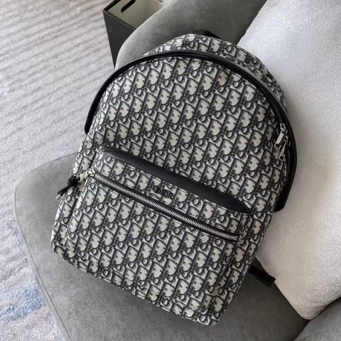 Dior Backpack – Blue Oblique Fabric (Large Size 30×42×15 cm)