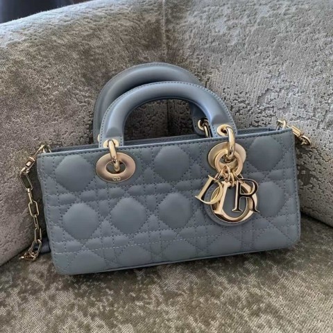 Dior Lady D-Joy Bag – Blue Grey Lambskin (Small Size 22×11.5×6 cm)