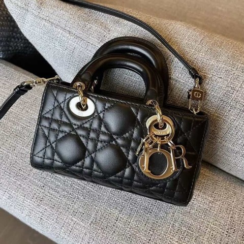 Dior Lady D-Joy Bag – Black Lambskin (Micro Size 16×9×5 cm)