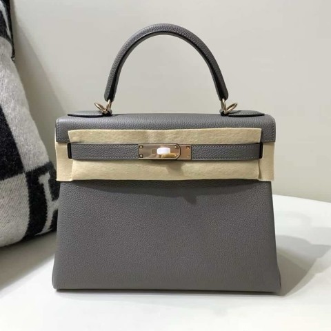 Hermès Kelly25 Epsom Sellier Etain x Rose hardware