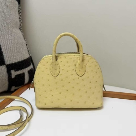 Hermès Bolide Mini in Jaune Poussin ostrich leather with gold hardware