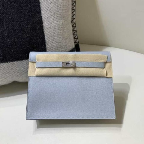 Hermès Danse in Bleu Brume Evercolor leather with palladium hardware