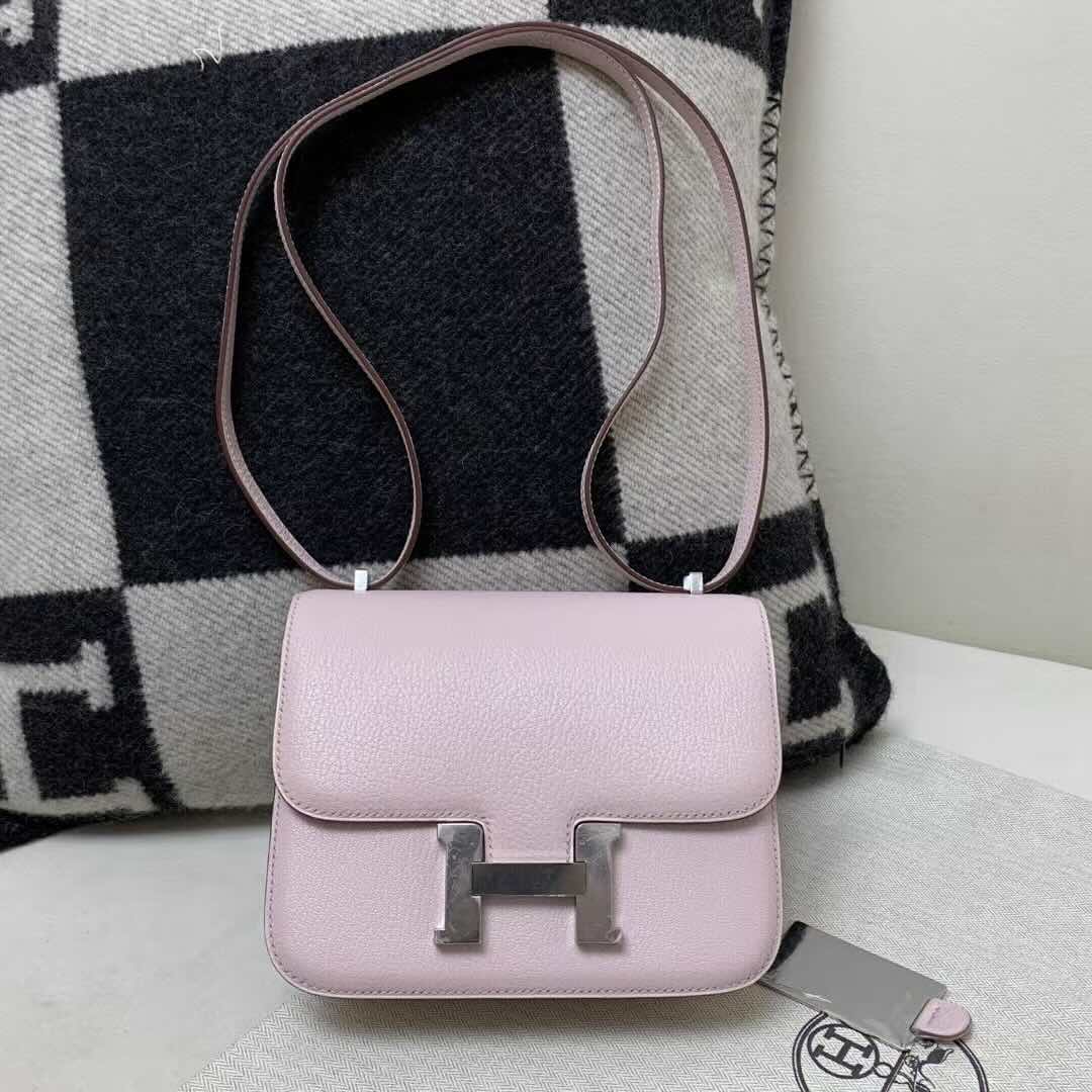 Hermès Constance 18 in Rose Sakura Evercolor leather with palladium hardware