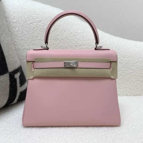 Hermès Kelly 25 Swift Rose Sakura x Palladium Hardware
