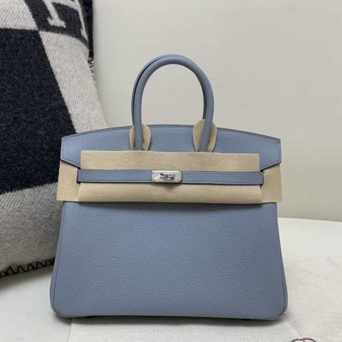 Hermès Birkin 25 Togo J7 Linen Blue with Gris Meyer – Palladium Hardware