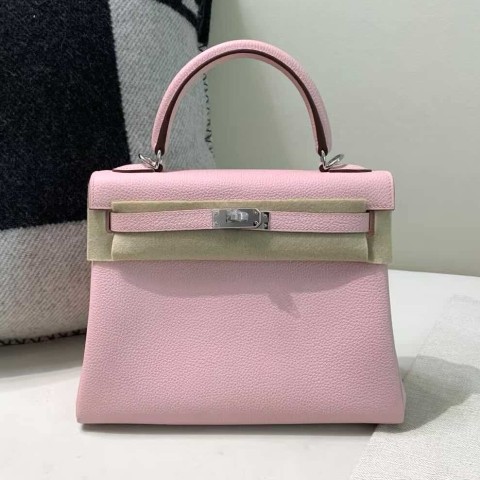 Hermès Kelly25 Togo Rose Sakura x Palladium Hardware