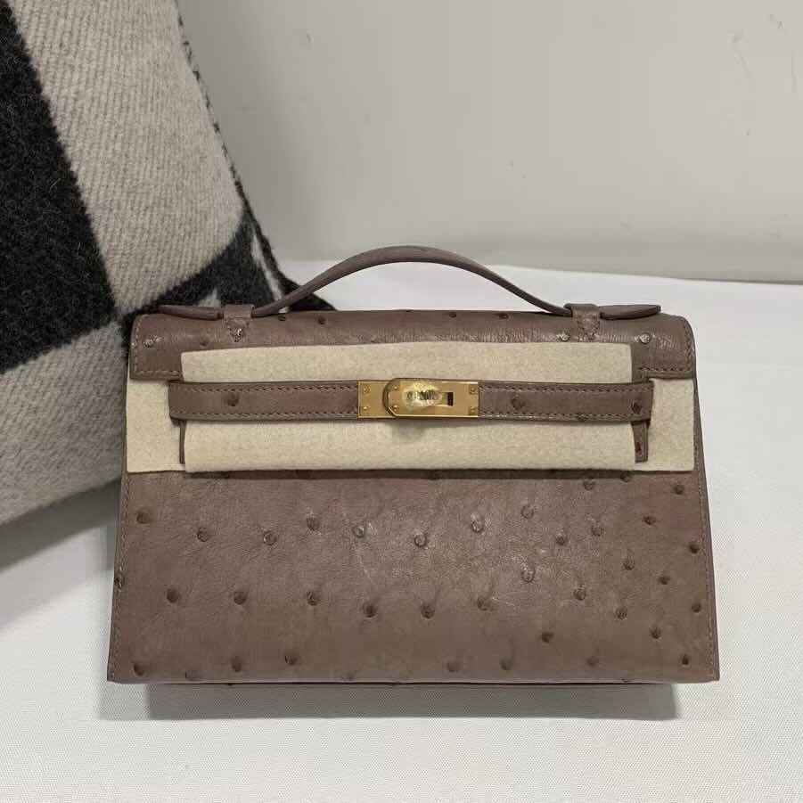 Hermès Mini Kelly I Ostrich – Gold Hardware